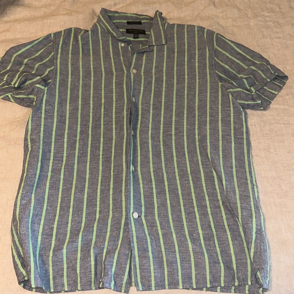 Banana Republic Striped Camp Shirt - Slim Fit (L)